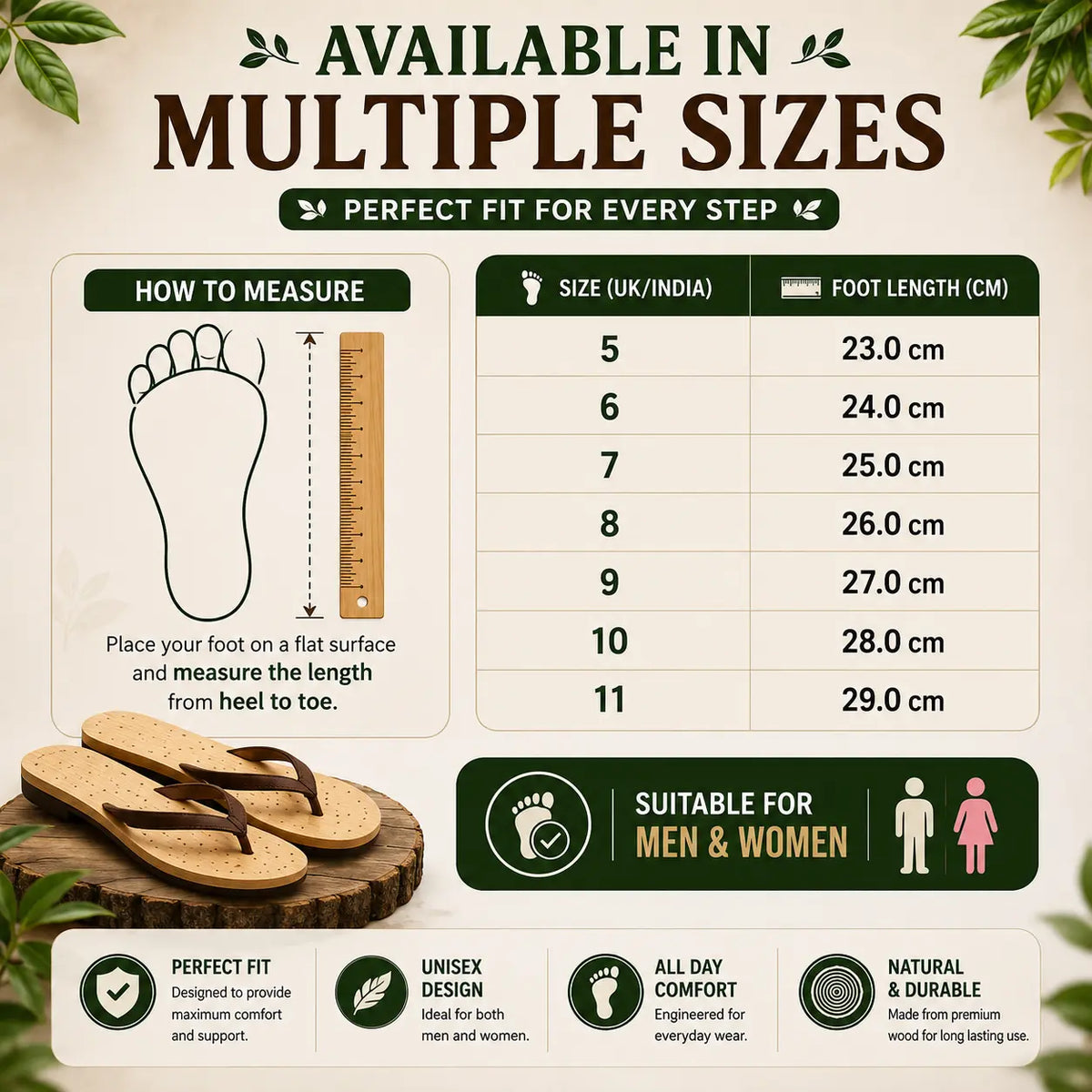 Natural Ayurvedic Slippers for Men & Women | Neem Jamun & Arjuna Wood | Natural Relief for Diabetes, BP & Join Pain