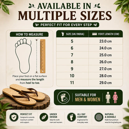 Natural Ayurvedic Slippers for Men & Women | Neem Jamun & Arjuna Wood | Natural Relief for Diabetes, BP & Join Pain
