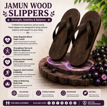 Natural Ayurvedic Slippers for Men & Women | Neem Jamun & Arjuna Wood | Natural Relief for Diabetes, BP & Join Pain