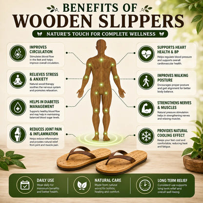 Natural Ayurvedic Slippers for Men & Women | Neem Jamun & Arjuna Wood | Natural Relief for Diabetes, BP & Join Pain