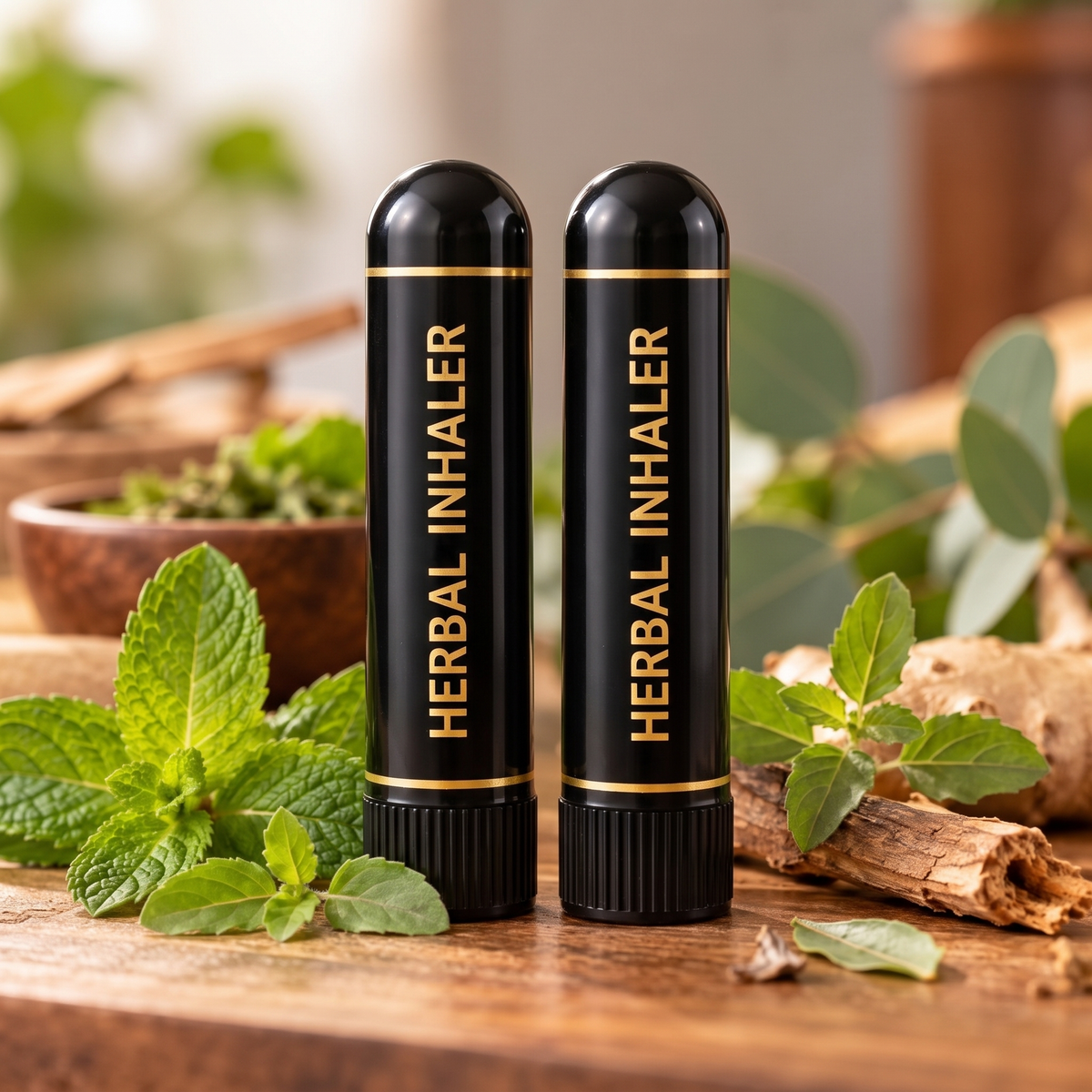 Sugar Balance Inhaler pack of 2 - two black herbal inhaler sticks with mint, tulsi and cinnamon
